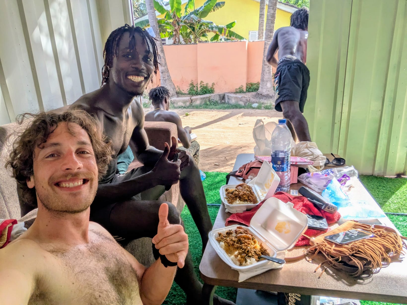 Sharing a meal with friends
